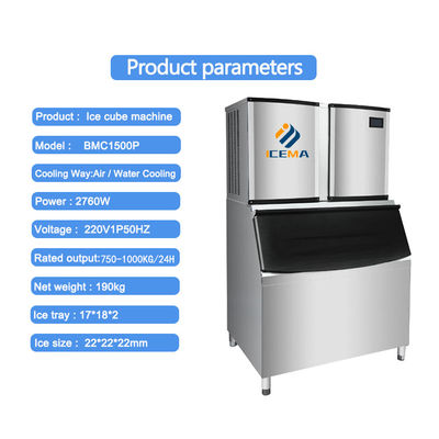أبعاد مخصصة آلة صنع مكعبات الثلج مع R404a / R507a المبرد