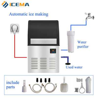 80kg / 24H Ice Cube Maker Machine Commercial Automatic For Home Restaurant Shop شريط الشرب