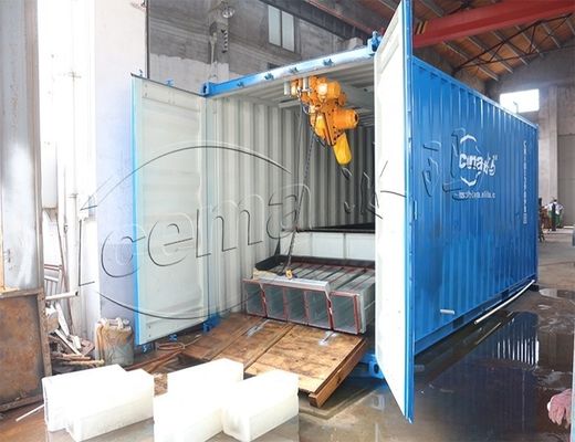 RefComp ضاغط 31.25KW 8T حاوية كتلة آلة الثلج القابلة للإزالة للميناء والرصيف