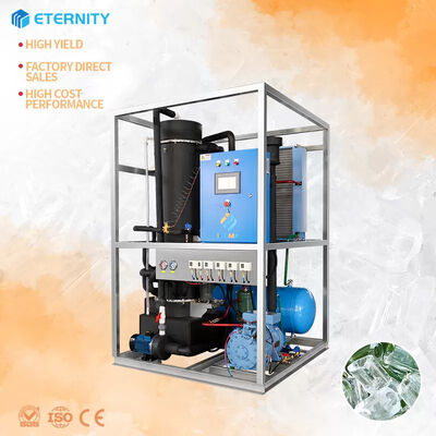 شراء 1Ton Tube Ice Machine with 500kg Ice Storage 4.6KW Industrial R404a/R22 Ice Tube Maker online manufacture